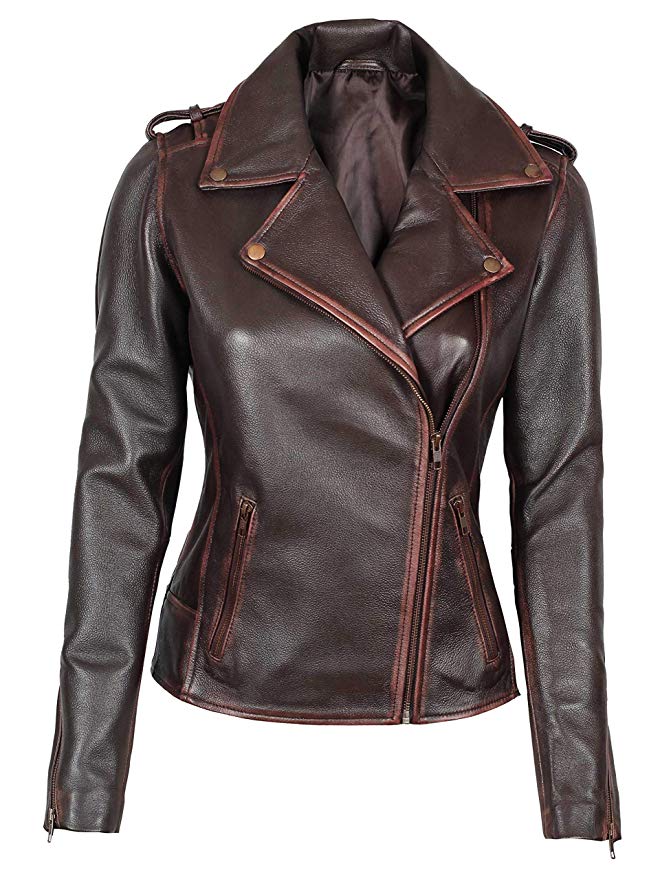 Womens Brown Leather Jacket - Genuine Motorcycle Leather Jackets