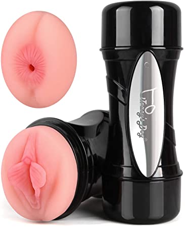 Male Masturbators Cup, Pocket Pussy with Detachable Magnetic Case, Double-end Realistic Butterflies Vagina Anus Butt Anal Stroker Adult Sex Toys