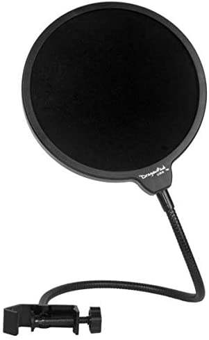 Dragonpad USA Microphone Pop Filter, for Blue Yeti, Blue Snowball - Flexible Gooseneck Microphone Mount and Double Layer Sound Shield Guard Windscreen