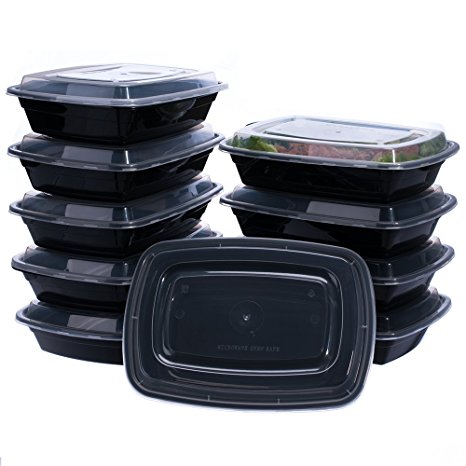 Glotoch 1 Compartment Meal Prep Food Storage Containers with Lids, 32 Ounce, Pack of 10