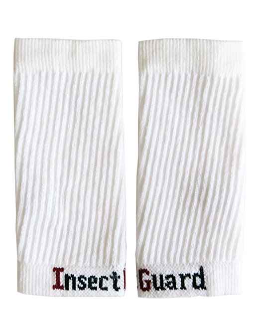 InsectGuard Permethrin Treated Tick & Mosquitoes Insect Repellent 7” Long Pair of Sleeves/Gaiters (White) One Size Fits All Up To Adult Large