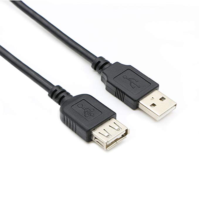 Pasow USB 2.0 Type A Male to Type A Female Extension Cable AM to AF Cord Black (10Feet/3M)