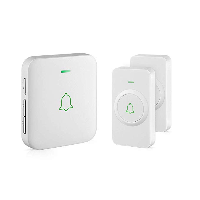 Wireless Doorbells, AVANTEK 1000 Feet Long Range Door Bells with 2 Remote Buttons Have Different Tones, Mini IP55 Waterproof, 52 Melodies, CW-21