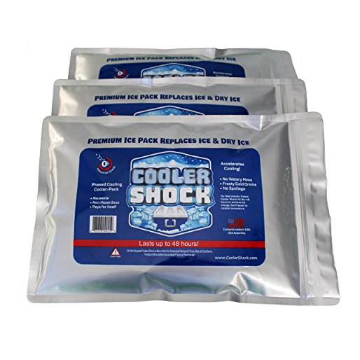 3X Lg. Zero°F Cooler Freeze Packs 10"x14" - No More Ice! Cooler Shock Replaces Ice and is Reusable - Easy Fill - You Add Water and Save! - 12lbs Total