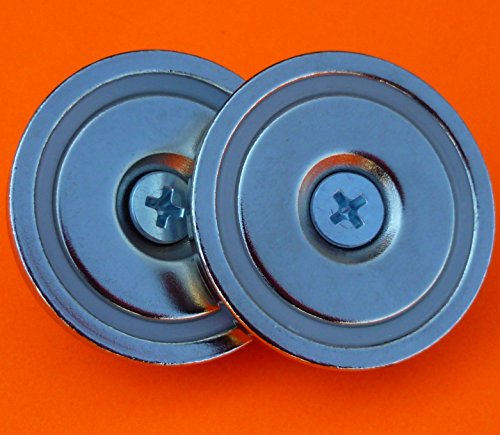2Pc Super Strong 120 lbs Neodymium Cup Magnet 1.5" Countersunk Mounting Round Base Magnet Fastener Used as Tool Holder With Screws, Strongest & Most Powerful Rare Earth Magnets by Applied Magnets