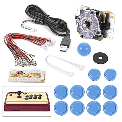 XCSOURCE Zero Delay Arcade Game USB Encoder PC Joystick DIY Kit for Mame Jamma & Other PC Fighting Games (Blue) AC489