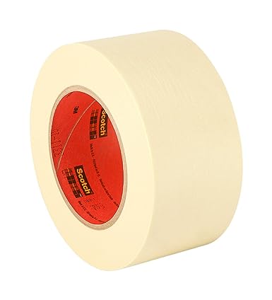 3M General Use 201  Masking Tape - 2.5 in. (W) x 180 ft. (L) Crepe Masking Tape Roll with Solvent Free Rubber Adhesive