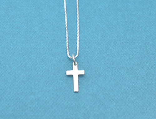 Little girl's tiny cross necklace in sterling silver. Little girl's jewelry. Christian gifts. New baby girl gift. Shower gift. Easter gift. 14" box chain.