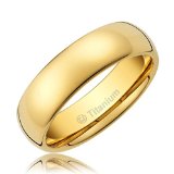 5MM Comfort Fit Titanium Wedding Band  14 K Gold-Plated Engagement Ring with Polished Finish