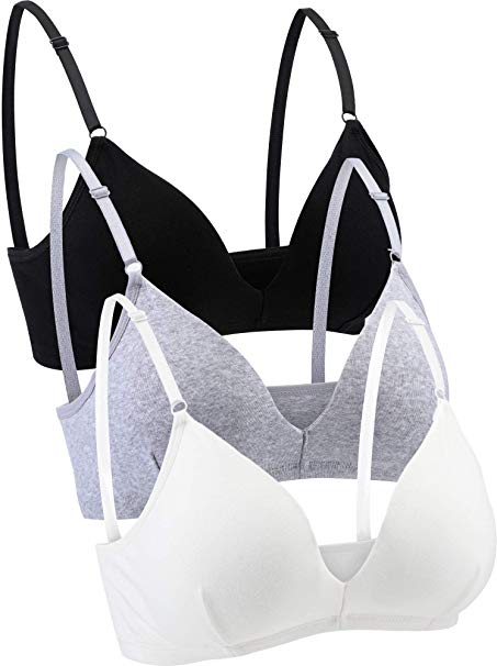 3 Pieces Women Triangle Bralette Bras Padded Sports Bra with Elastic Straps