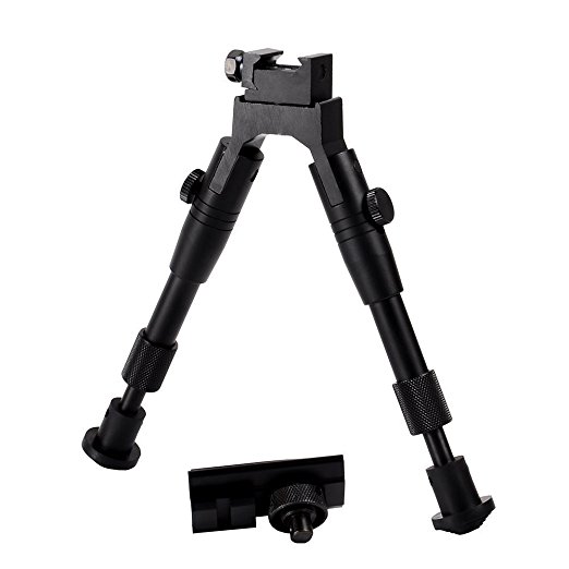 Ohuhu OH-BI Adjustable Handy Spring Return Sniper Hunting Tactical Rifle Bipod, 6.5"-7", Black