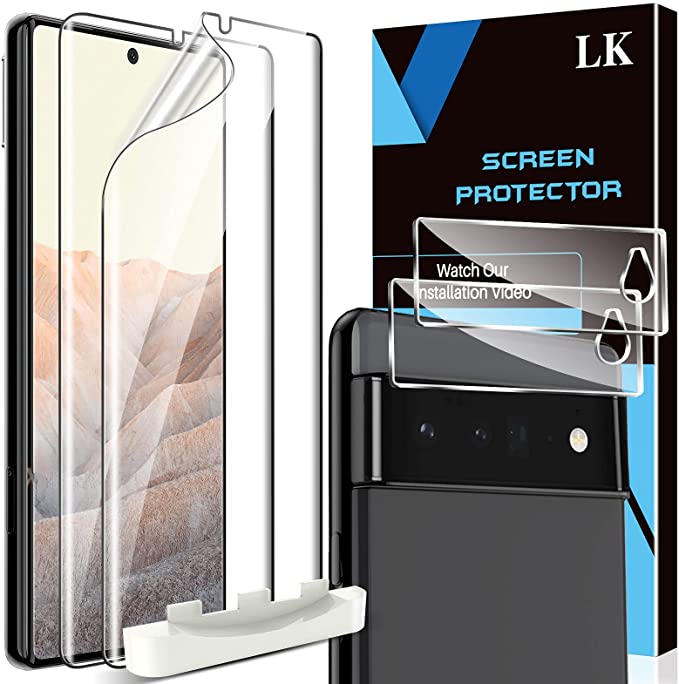 LK [2 2 Pack 2 Pack Screen Protector Design for Google Pixel 6 Pro 6.71-inch   2 Pack Camera Lens Protector, Self-Healing TPU Film for Pixel 6 Pro, Ultra-Thin, HD, [Not for Pixel 6], Bubble-Free