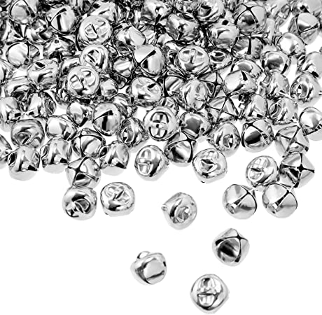 Tatuo 360 Pieces Jingle Bells Metal Craft Bell Bulk for DIY Christmas Decoration, 1/2 Inch (Silvery)