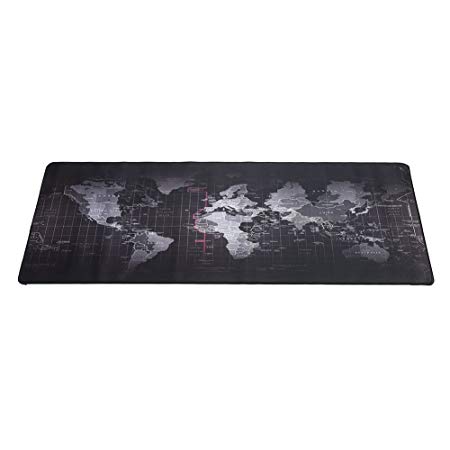 World Map Gaming Mouse Pad with Stitched Edges Non-Slip Rubber Base Extended XXL Mousepad for Computer PC Keyboard Laptop
