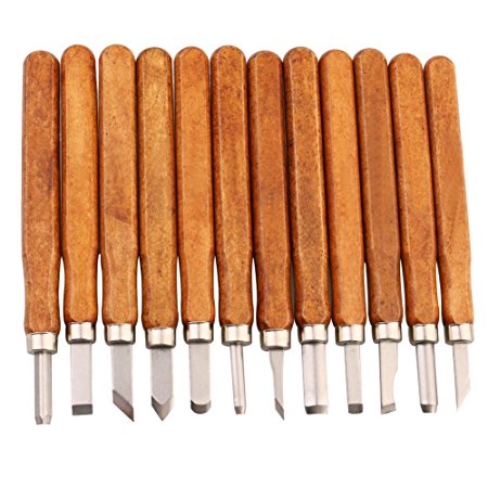 12PCS Carbon Steel Wood Carving Tools Kit - Kids & Beginners with Reusable pouch