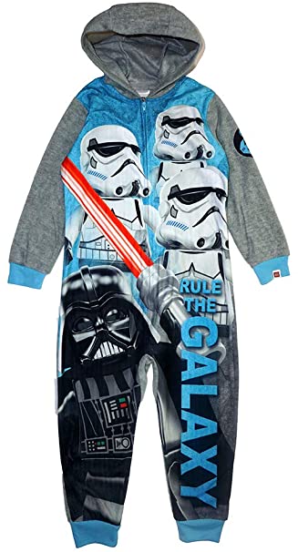Star Wars Little/Big Boys' Gray Hooded Union Suit Blanket Sleeper