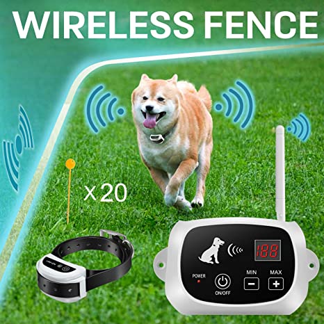 FOCUSER Electric Wireless Dog Fence System, Pet Containment System for 1 Dog and Pets with Waterproof and Rechargeable Dogs Training Collar Receiver Boundary