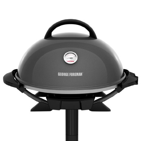 George Foreman GFO3320GM Indoor/Outdoor Gun Metal Electric Grill, Silver