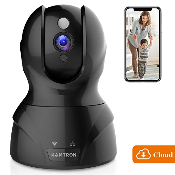 Security Camera WiFi Home Camera - KAMTRON HD Wireless Pet Camera 720P with Cloud Storage Two-Way Audio Motion Detection Night Vision Remote Monitoring,Black