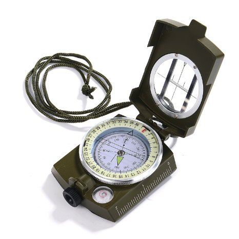 Hiking Compass Military Lensatic Sighting Compass with Pouch Lanyard by GWHOLE