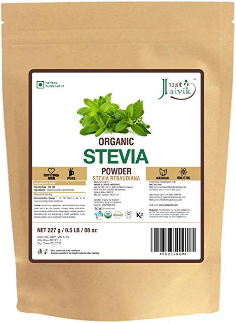 100% Organic Stevia Leaf Powder- an Organic Substitute to Sugar (227g / 0.5 LB / 08 oz)