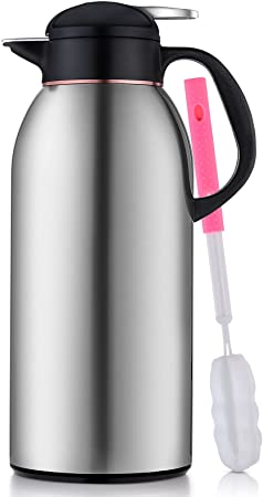 Thermal Coffee Carafe, BEYONDA 101OZ Stainless Steel Coffee Carafes Insulated For Keeping Hot 36H, Double Walled Large Coffee Pot Vacuum Flask, 3 Liter Hot&Cold Beverage Dispenser