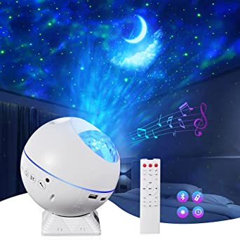 Galaxy Projector,COSANSYS Star Projector Night Light with Bluetooth Music Speaker, Ocean Wave Moon Star Sky Nebula Projector with Remote Control & Timer for Bedroom Kids Adults
