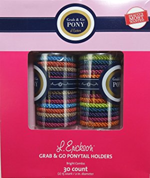 L.Erickson 30-Count 2" Dia. Grab & Go Ponytail Holders Bright Combo