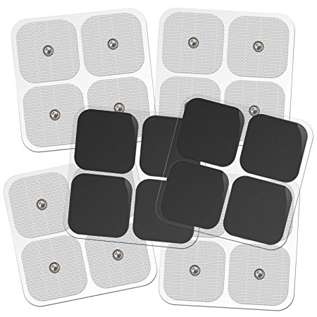 DONECO 2" Square TENS Unit Electrodes, Snap On Pads 12 Pairs (24Pads) Electro Pads for TENS Therapy - Universally Compatible with Most TENS Machine Models - Self-Adhering, Reusable and Premium Quality