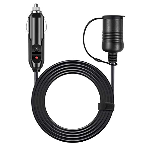 AstroAI Car Cigarette Lighter Extension Cord, 12 Ft 12V 24V 120W Heavy Duty Cigarette Lighter Plug Socket with Fuse, Black