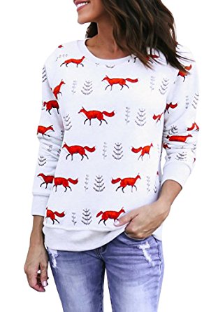 Tutorutor Womens Crewneck Cute Sweatshirt Long Sleeve Animal Print Shirt Tops