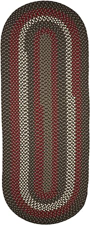 Super Area Rugs Homespun Braided Rug Indoor Outdoor Rug Textured Durable Patio Deck Carpet, Red & Brown, 2' X 6' Runner