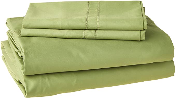 Pointehaven 620 Thread Count Long Staple Cotton Deep Pocket Oversized Sheet Set, Queen, Moss