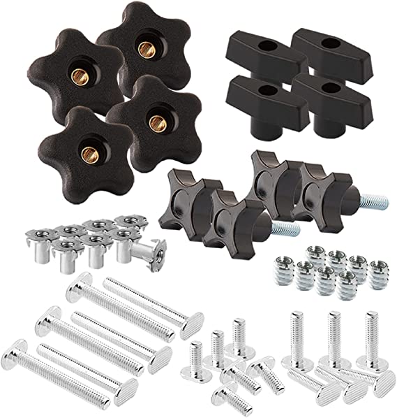 POWERTEC 71174V Jig and Fixture T-Track Hardware Kit with Knobs and Threads (5/16-18) |&nbsp;Set of 46 pcs