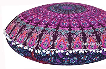 Plush Decor Large Floor Cushion Cover Meditation Pillow Kids Seating Ottoman Throw Decorative Zipped Bohemian Pouf