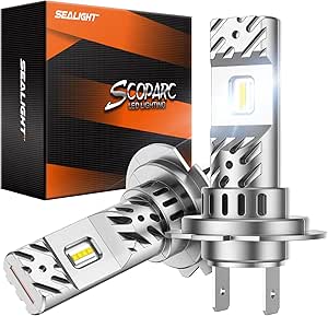 SEALIGHT Ampoules H7 LED 110W 28000LM,6500K Blanc 500% de Luminosité Auto Vehicle,1:1 Taille Remplace Les Lampes Halogènes,Plug-and-Play Lot de 2