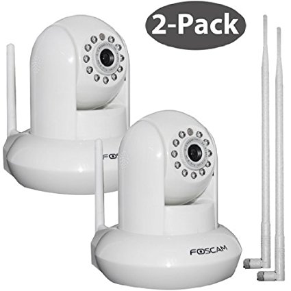 Foscam FI8910W White 2-pack Pan & Tilt Wireless IP Camera with 9dbi Antennas