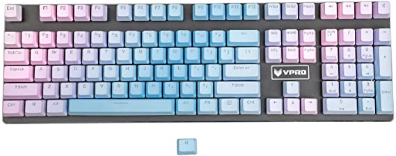 YMDK Double Shot 108 Dyed PBT Shine Through OEM Profile Rainbow Carbon Sunset Keycap for MX Switches Mechanical Keyboard（Only Keycap） (Sunsent Gradient)