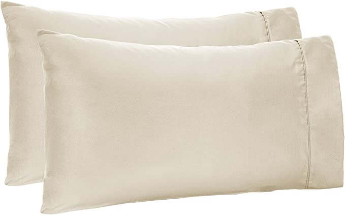 AmazonBasics Light-Weight Microfiber Pillowcases - 2-Pack, King, Beige