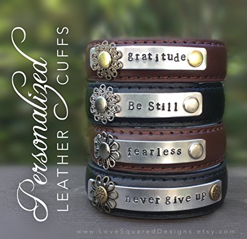 Personalized Skinny Leather Cuff Bracelet - Custom narrow leather bracelet - Custom word bracelet