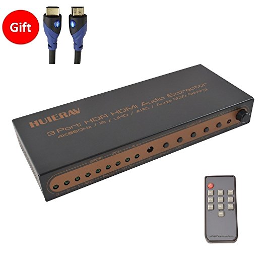 HUIERAV HDMI 2.0 HDMI Switch 3x1 with Audio Extractor | HDMI ARC Extractor| HDR |HDCP2.2 4K@60Hz | SPDIF & RCA L/R Audio Out HDMI Audio Extractor