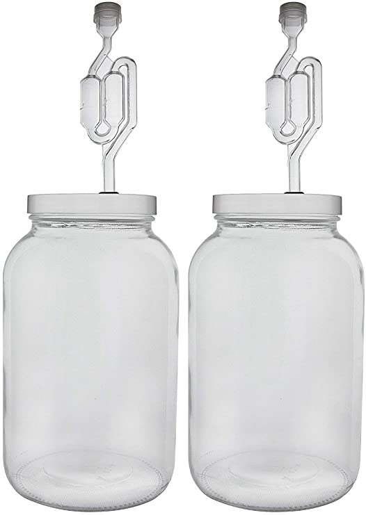Home Brew Ohio One gallon Wide Mouth Jar with Drilled Lid & Twin Bubble Airlock-Set of 2 Limited Edition