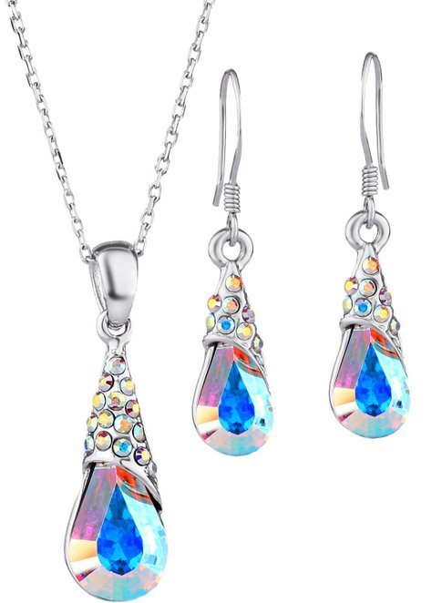 Neoglory Platinum-plated Teardrop Jewelry Set with Crystal Made with Swarovski Elements