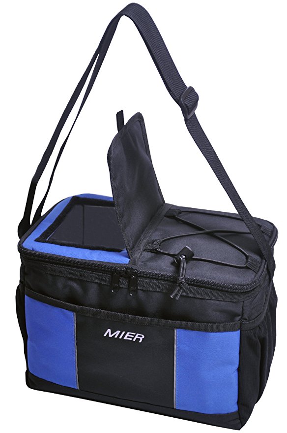 MIER 16 Can Soft Lunch Bag Insulated Cool Bag for Men Women and Teens, with Quick Access Lid, Black