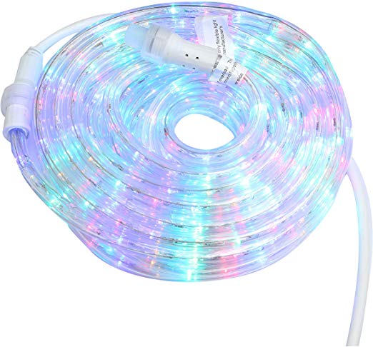 MULTI-SPARKING Led Rope Lights, 120V 30ft 360 Led, Multi Colored Connectable Clear Tube Indoor Outdoor Strip Lighting for Deck, Patio, Backyards, Bar, Landscape, Path, Pool Decor