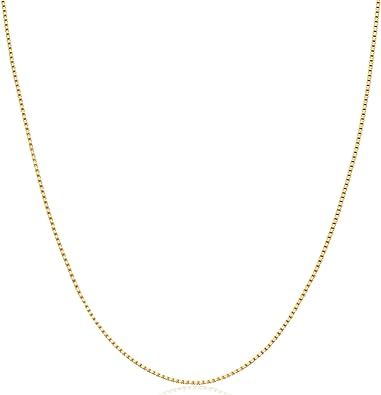 Amazon Essentials Sterling Silver Thin 0.8mm Box Chain Necklace | Available in Yellow Gold or Silver | 16", 18", 20", 24", or 30" (previously Amazon Collection)