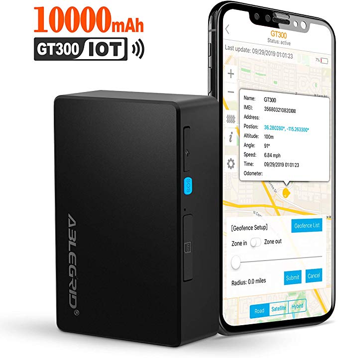 ABLEGRID GPS Tracker for Vehicles, 90 Days 10000mAh Real-time IoT GPS Tracking Device Small Hidden GPS Locator NB-IoT Cat-M 4G or for Vehicle, Car, Personal - with Global SIM Card