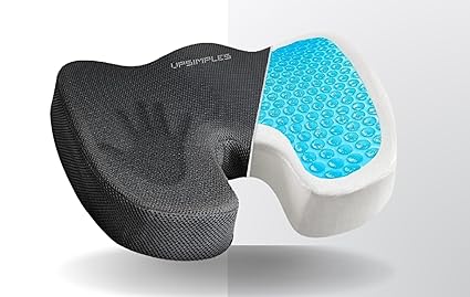 upsimples Gel Seat Cushion for Pressure Relief | Office Chair Gel Cushion for Sciatice | Ergonomic Anti-Slip & Foam Coccyx Cushion for Tailbone & Lower Back Pain | Orthopedic Gel Memory Foam