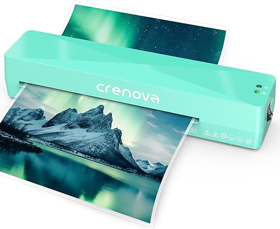 Crenova A4 Laminator Machine 4 in 1 Personal Desktop Hot & Cold 9 Inch Thermal Laminator for Home Office School Business Use Light Green