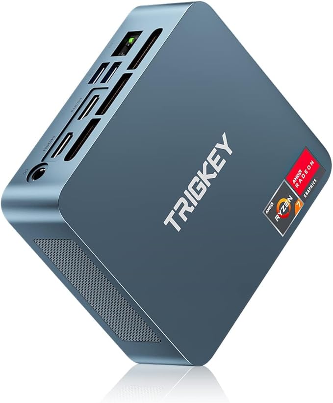 TRIGKEY Mini PC, Ryzen 7 5800H (8C/16T, Up to 4.4GHz), 32G DDR4 1T NVMe SSD Speed S5 Mini Computer, 8Cores 2000MHz GPU, DP HDMI Type-C, WiFi-6, BT 5.2, 1000M LAN, Mini Gaming PC